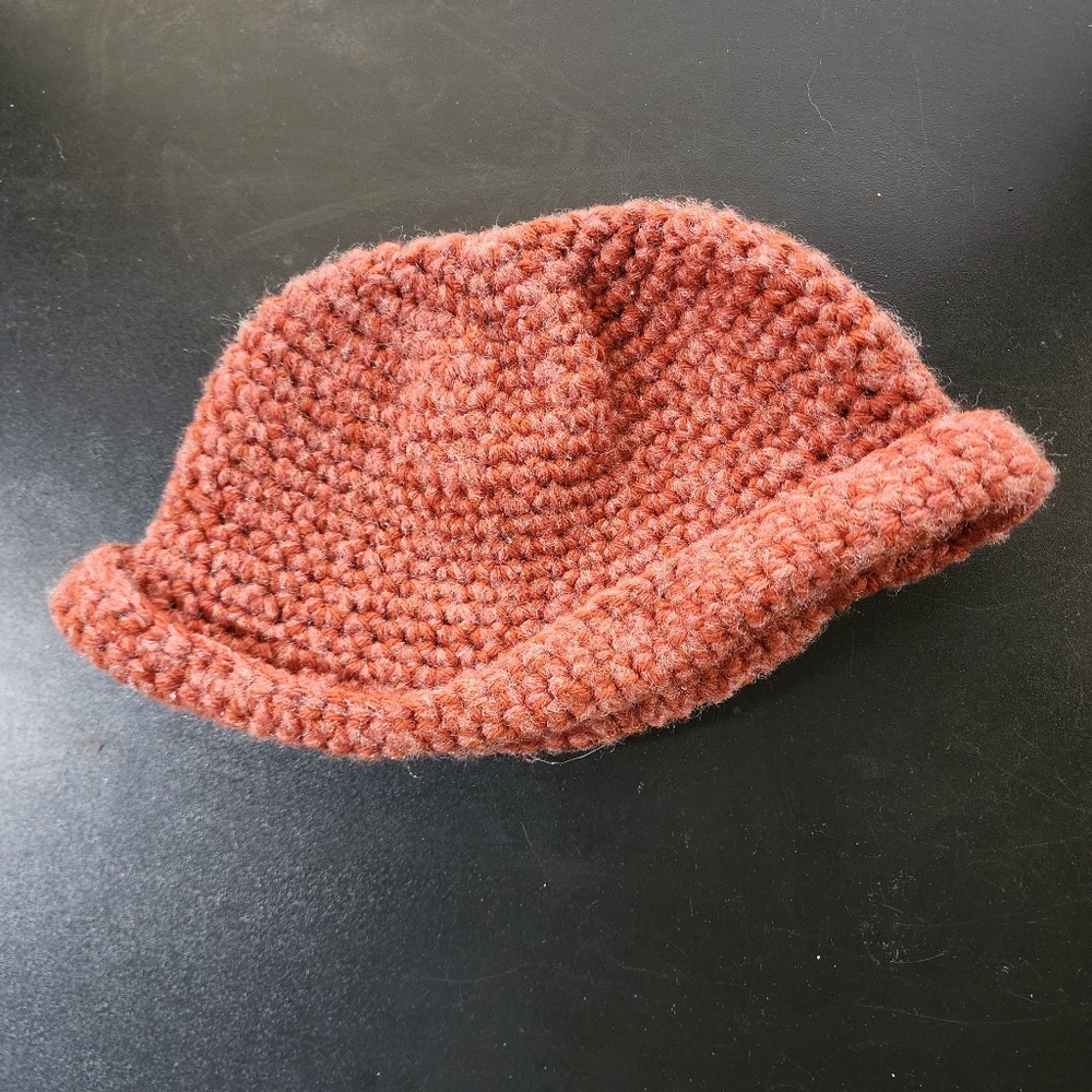 Hat Beanie/Bucket‎ Cap Handmade Earthy Mauve/Red Winter Hat Men Women Adult 90s